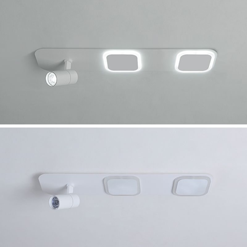 Luz de techo de semi-ras de LED rectangulares en blanco en simplicidad moderna Montaje a ras de hierro forjado con sombra acrílica