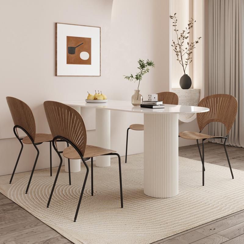 Modern Dining Table Sintered Stone Table with Wood Legs for Home Use