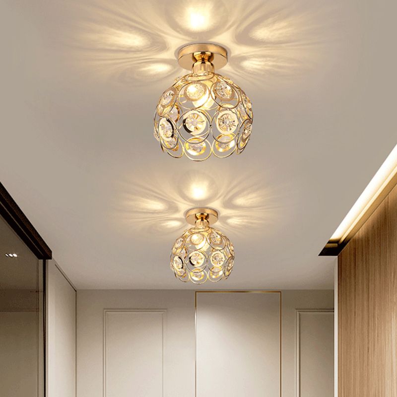 Crystal Global Flush Mount Light Modern 1 Head Ceiling Flush Light for Aisle