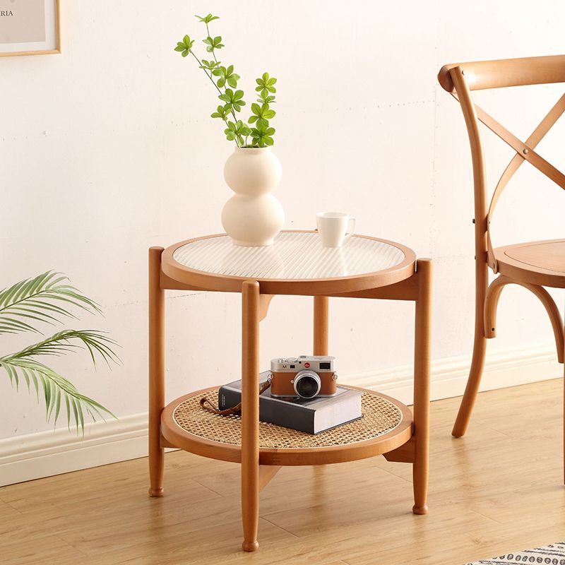 21.65" Tall Scandinavian Style Coffee Cocktail Table Wooden Round Coffee Table