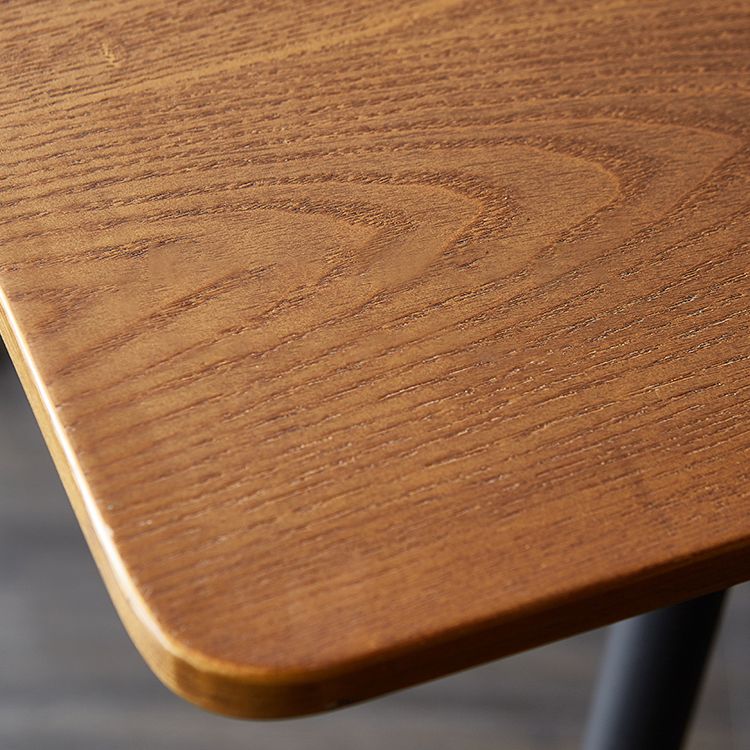 Mesa de comedor de estilo tradicional de lujo, mesa rectangular marrón de madera maciza con 4 patas