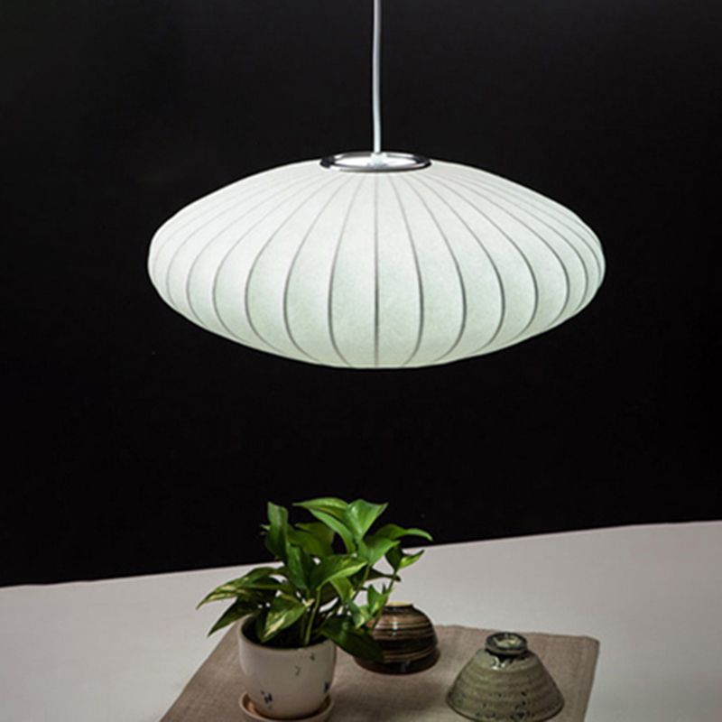 Luz de colgante nórdico moderno moderno de seda Luz de techo colgante blanco de 1 luces para la casa de té
