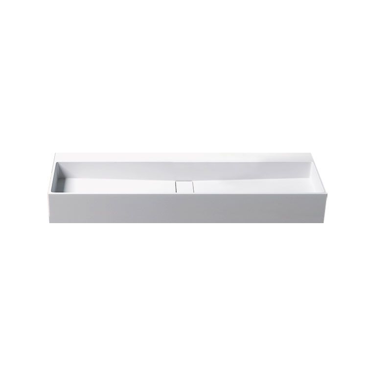 Contemporary Bathroom Sink Man Made Rock Rectangular Vessel Sink with Pop-Up Drain