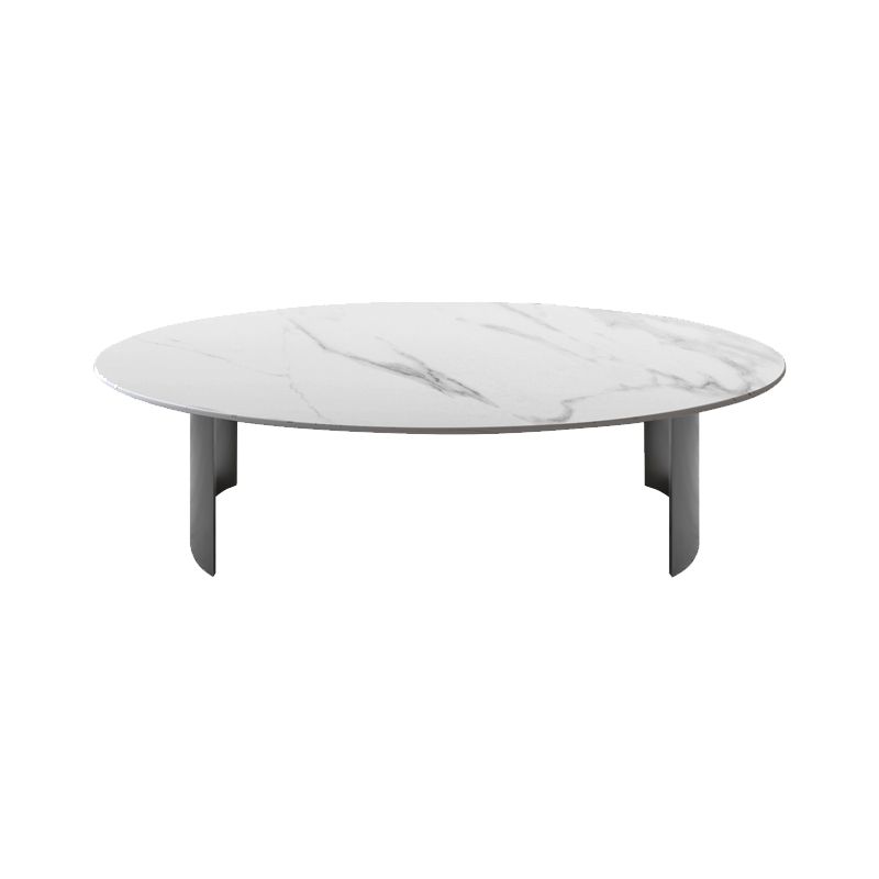 Glam Slate Sled Coffee Cocktail Table Oval Coffee Table for Living Room