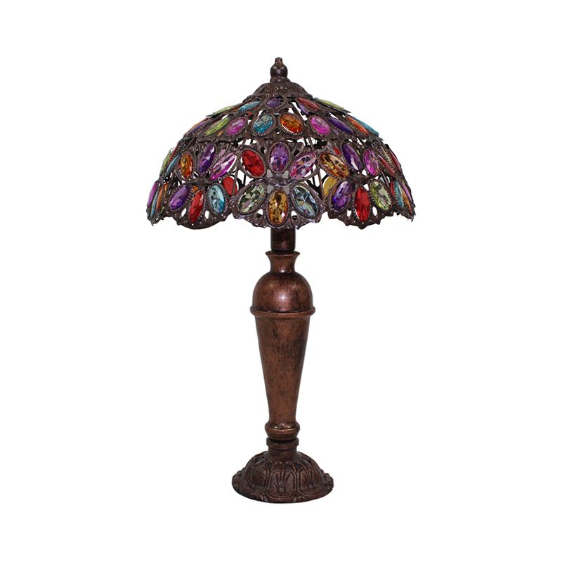 1 lampadina da tavolo da notte art deco cupola lampada da comodino in rosso in rosso/giallo/verde per soggiorno