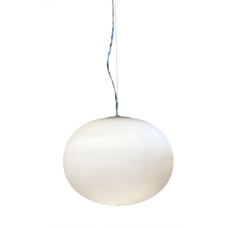 White Glass Oval Pendant Lamp Minimalist 1 Head 9.5"/18" Wide Hanging Light Fixture for Dining Room