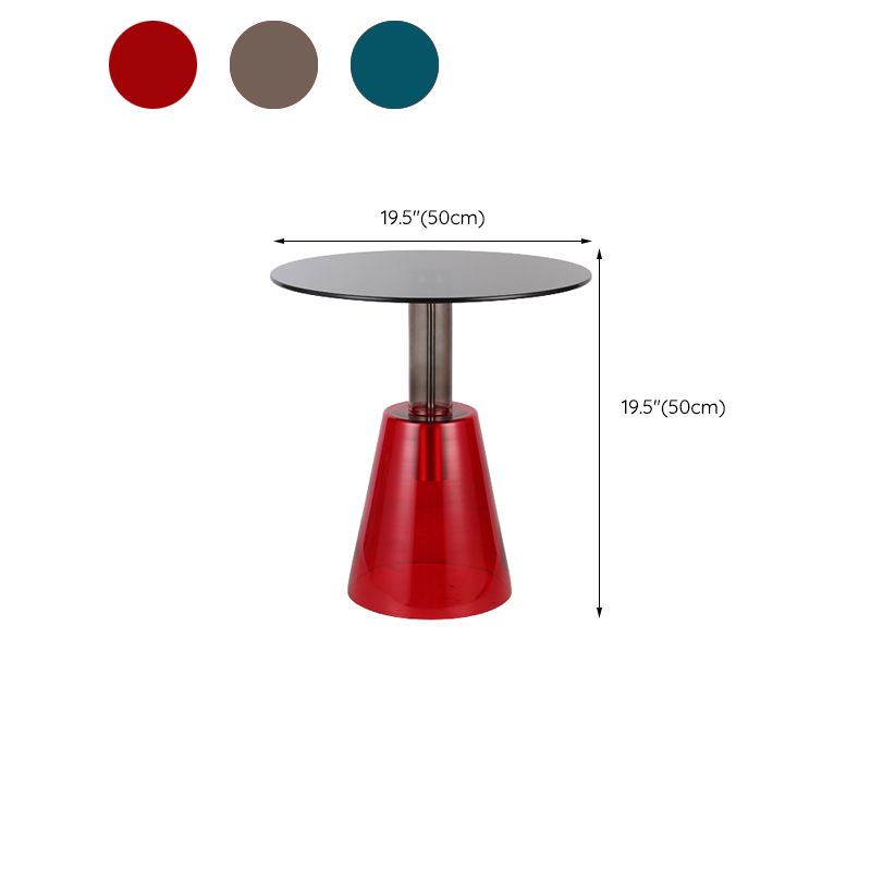 Modern Round Glass Top Side Table 19.68" Tall Pedestal End Table