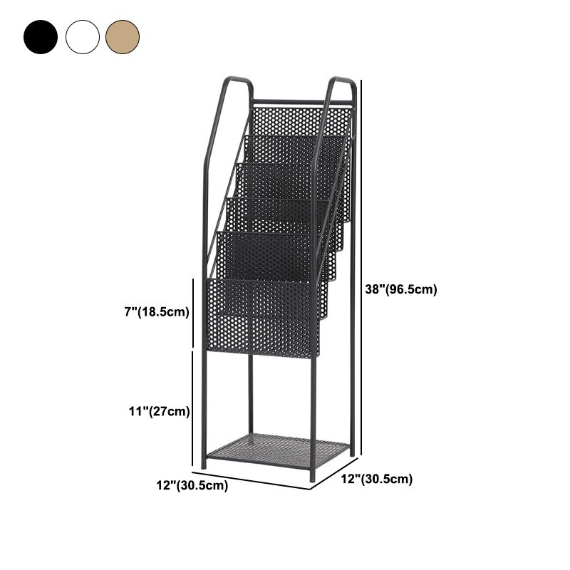 Modern Metal Bookshelf Geometric Closed Back Vertical Bookcase in Burnish