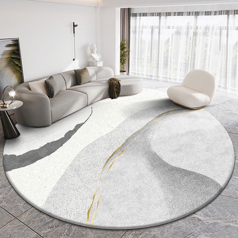 Modern Round Carpet Abstract Pattern Creative Area Rug Polyester Stain Resistant Rug for Living Room