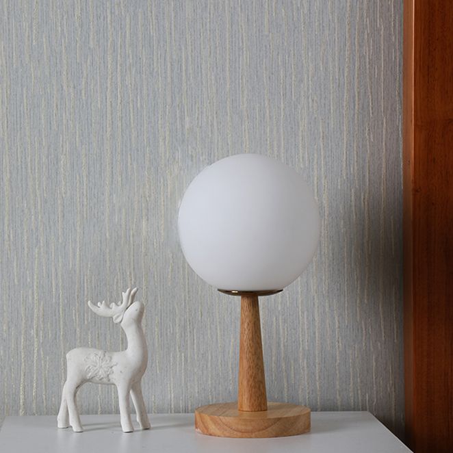 Nordic Style Table Lamp Brown Spherical Table Lamp with Glass for Study Room