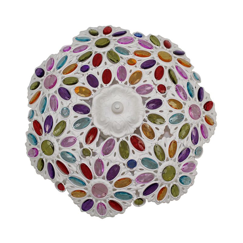 Weiße 3-flammige Unterputz-Deckenleuchte im ländlichen Stil mit Metallschale, bündige Pendelleuchte für das Wohnzimmer