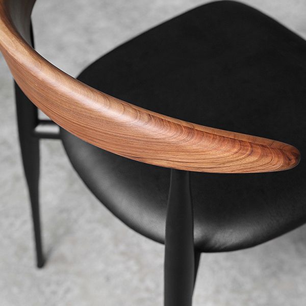 Industrial Upholstered Armless Chair Black Legs Kitchen Open Back Dining Chair