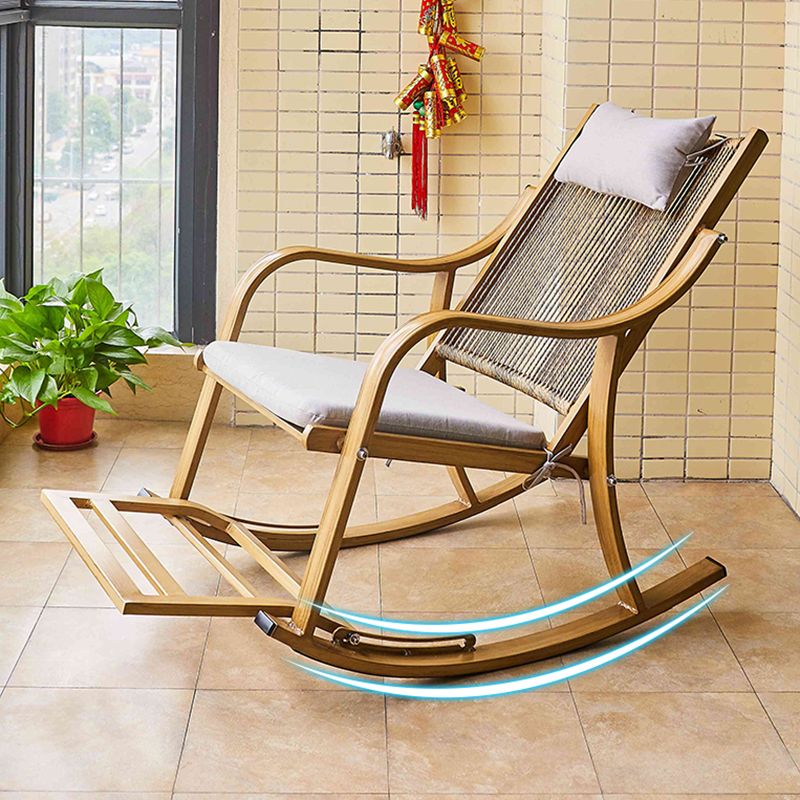 Wicker Modern Rocking Accent Chair Ergonomic Spindle Rocker Chair for Outdoor