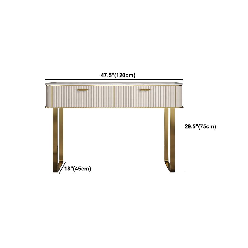 Contemporary White Vanity with Stool 17.72" D Vanity Set with 2 Drawers