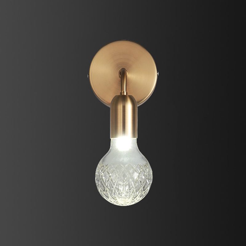 Creative Glass Ball Wall Mount Lighting Metal Arm Wall Light for Bedside TV Background