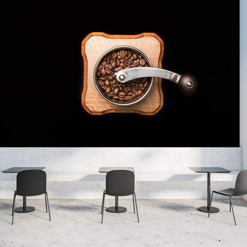Contemporary Coffee Beans Mural Wallpaper Mildew Resistant Commerce Shop Decoration