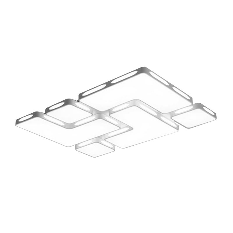 Moderniste Rectangle / carré Flush Mount Lighting Acrylic Warm / White Lighting DEL Bedroom Ceiling Light Fixture in White, 19.5 "/23.5" W