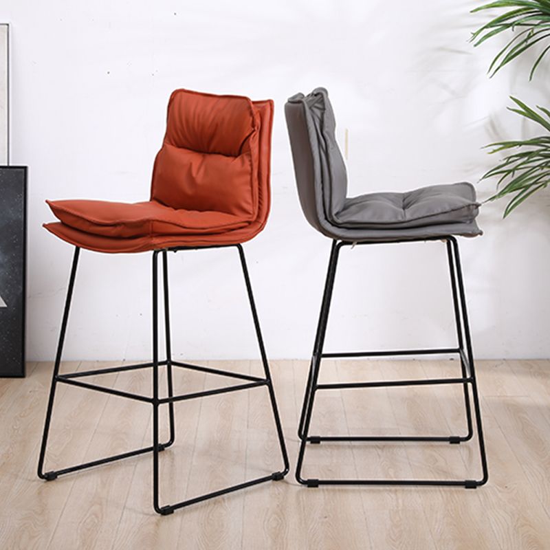 Contemporary Metal Barstool Fabric Counter Stool in Matte Finish for Indoor