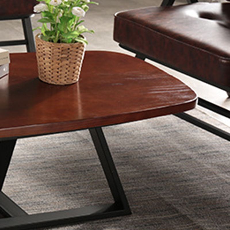 Modern Style 1 Single Coffee Table Pine Wood Brown Cocktail Table