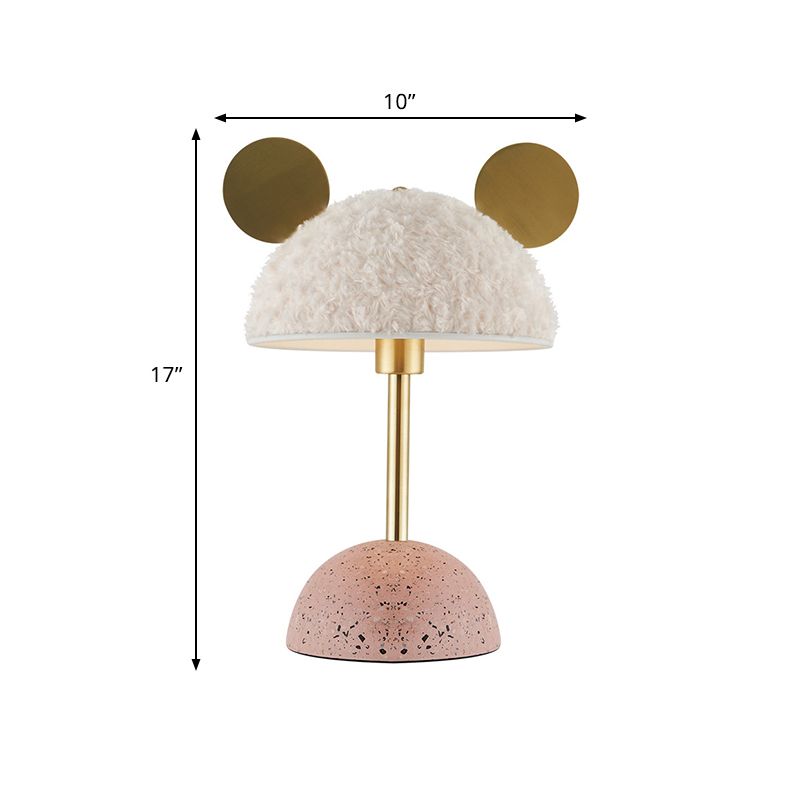 Villus Domed Nightstand Light Macaron 1 kop witte nachttafellamp met roze marmeren basis