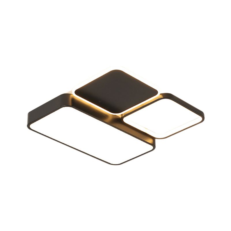 Splicing Bedroom Flush Mount Acrylic LED Modernist Ceiling Mounted Fixture in Black, Warm/White Light