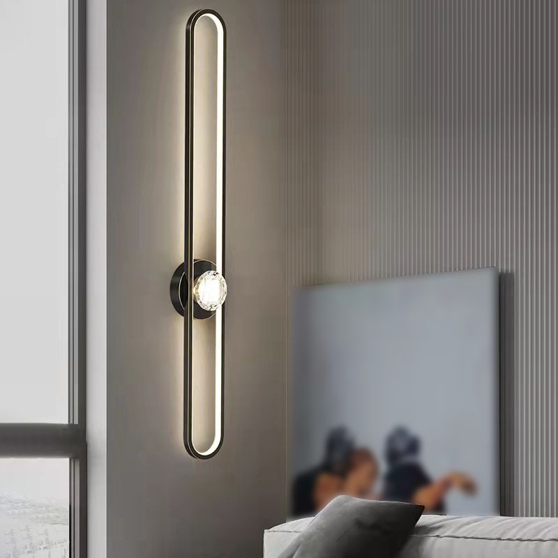 Metal Oval Shade Wall Sconce Modern Style 1 Light Wall Mount Lighting