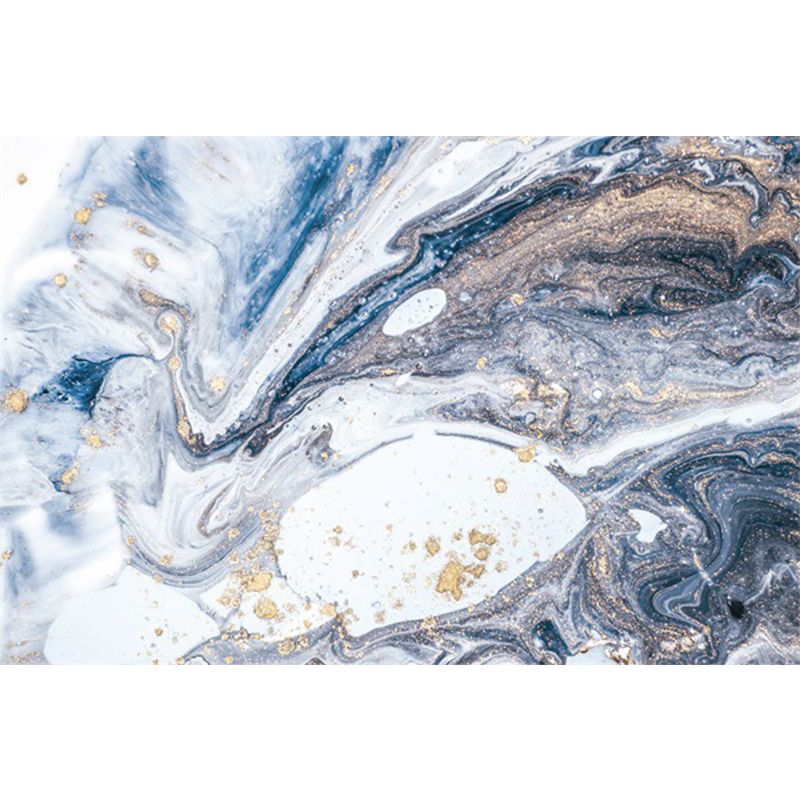 Minimalist Modern Rug in Blue and White Abstract Marble Pattern Rug Polyester Washable Carpet for Home Decoration