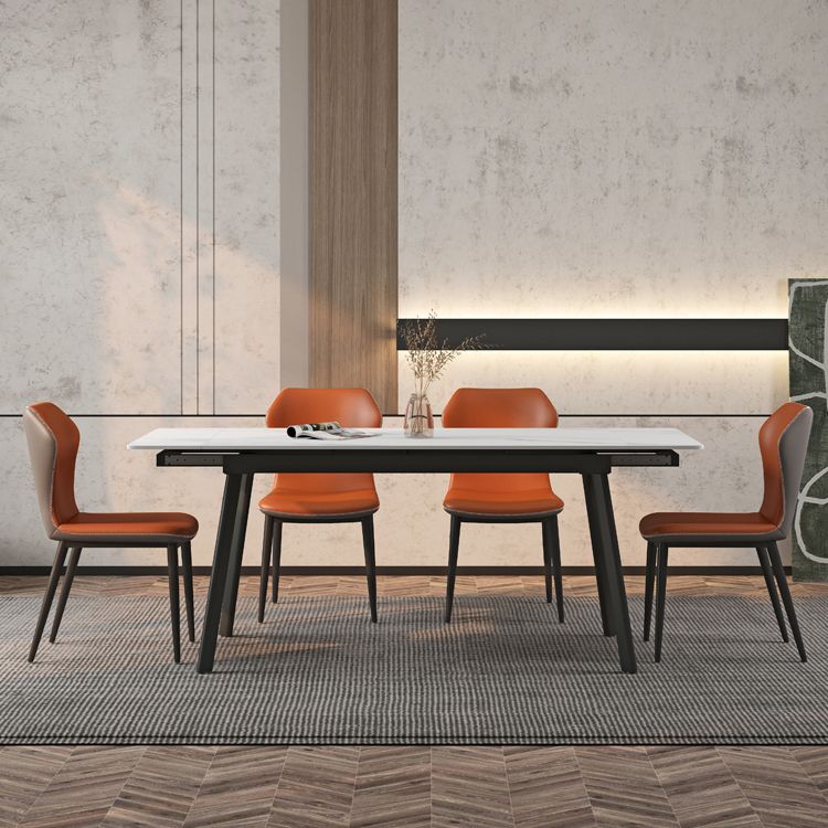 Contemporary Style Extendable Table Stone Rectangle Dining Table for Dining Room