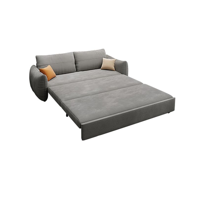 Contemporary Fabric Sofa Bed 34.65"H Square Arm Sofa Bed with Bolster Pillows,Gray