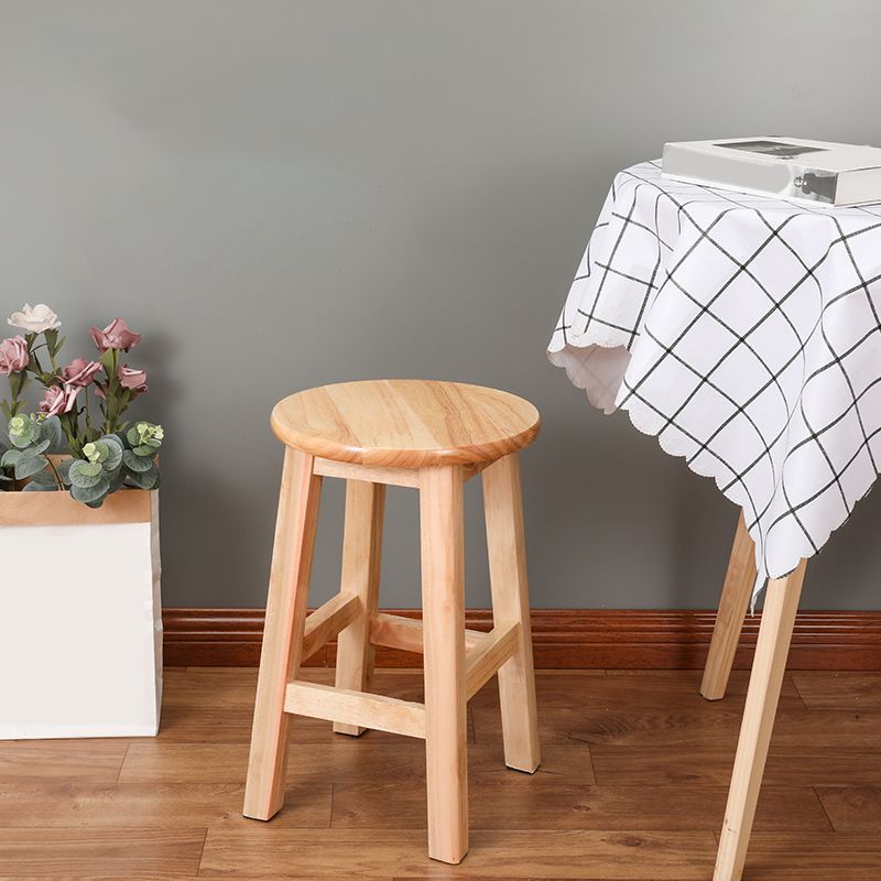 Solid Wood Bar Stool Backless Armless Counter Stool for Dining Room