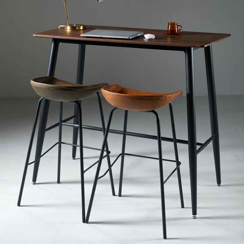 Scandinavian Bucket Seat Bar Stools Faux Leather Low Back Barstool