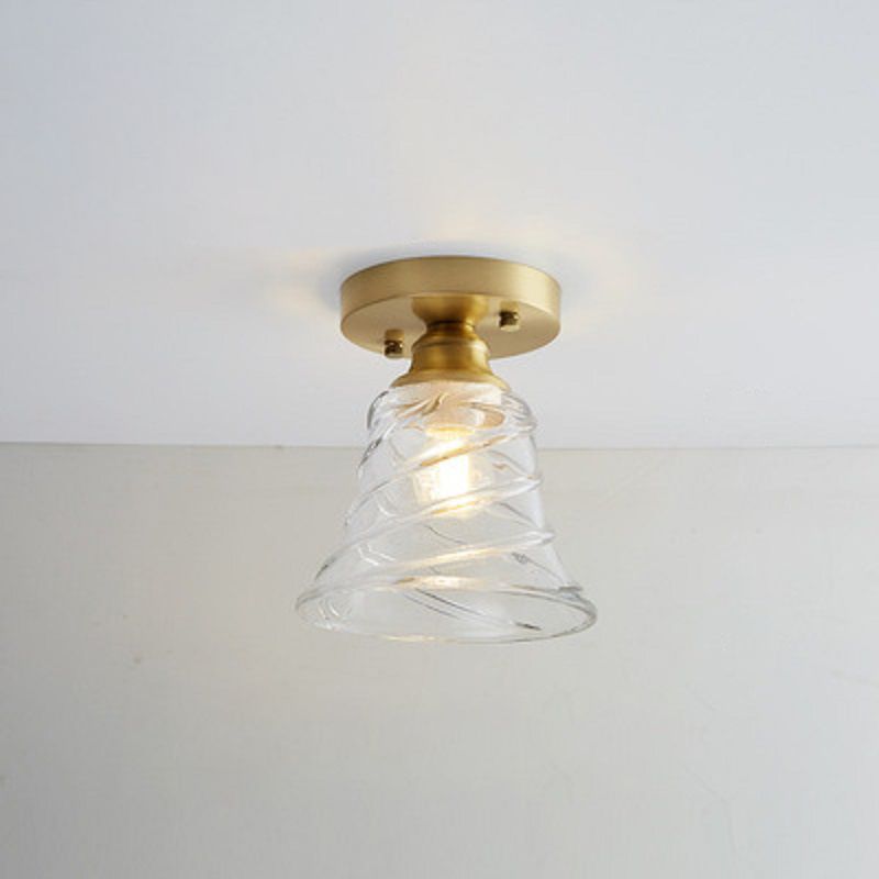 Modern Ceiling Light 1-Light Copper Ceiling Mount Light with Glass Shade for Aisle