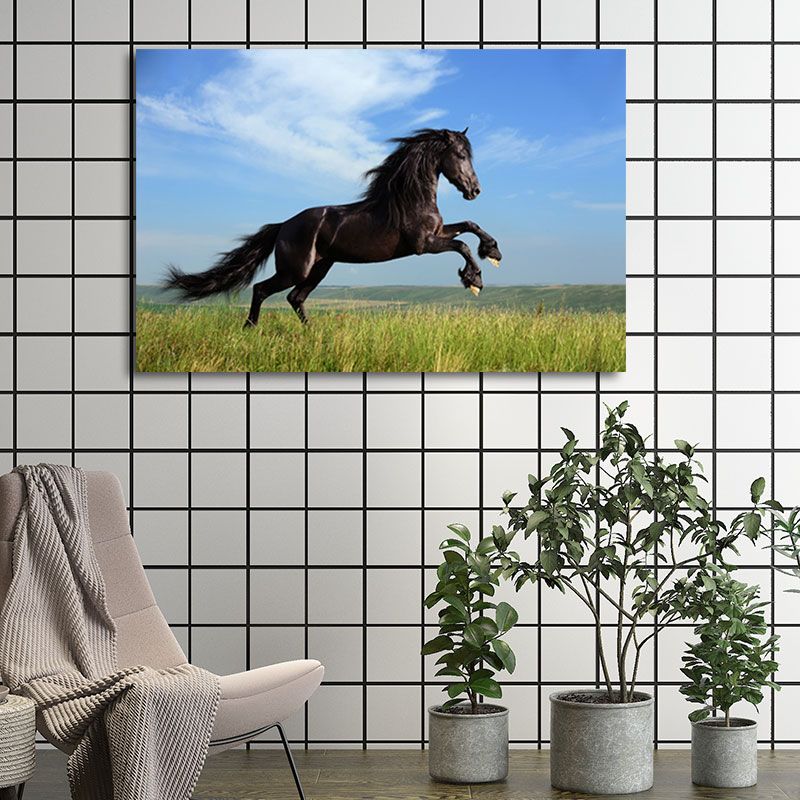 Toile imprimée cheval de Style moderne, couleur Pastel, Surface texturée, décor artistique mural pour la maison