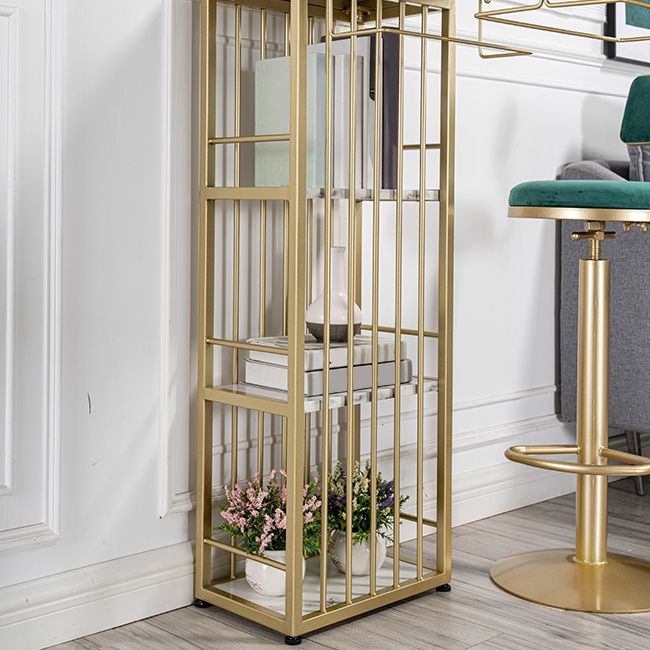 Glam Free Form Bar Table White Marble Table with Storage for Living Room