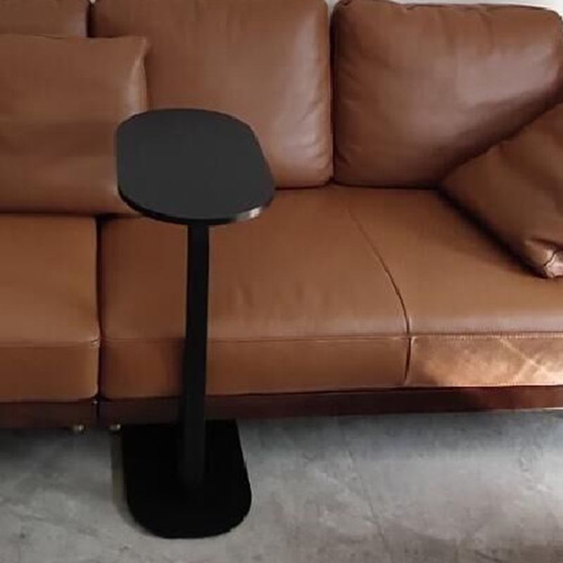 Modern Pedestal End Table Elliptical Faux Wood Top Side Table - 19.69" W