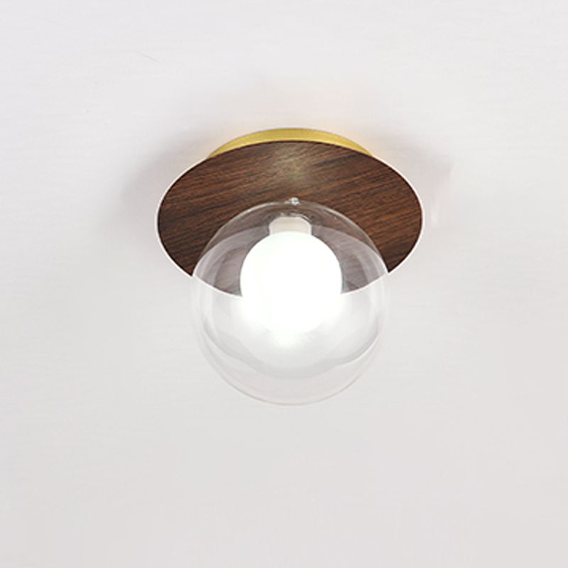Modern Metal Flush Mount Ball Shape Ceiling Light with Glass Shade for Living Room
