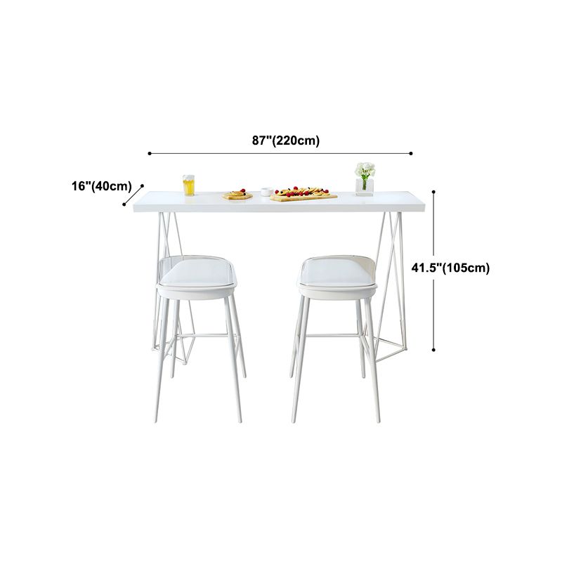 Modern Rectangle Bar Dining Table Artificial Wood Bistro Table in White