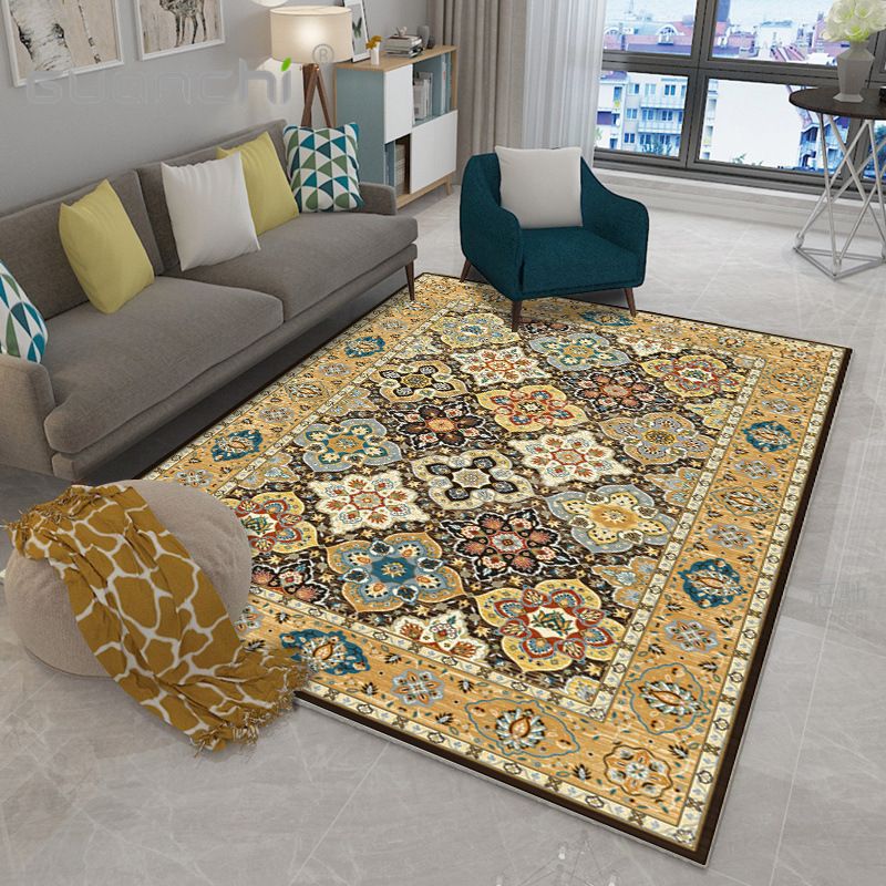 Tappeto di stampa damask marocchina multicolore in polipropilene tappeto resistente alle macchie resistenti a tappeto anti-slip per arredamento per la casa