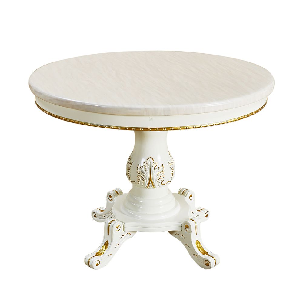 Mesa de mármol de mesa redonda victoriana de madera maciza con base de pedestal