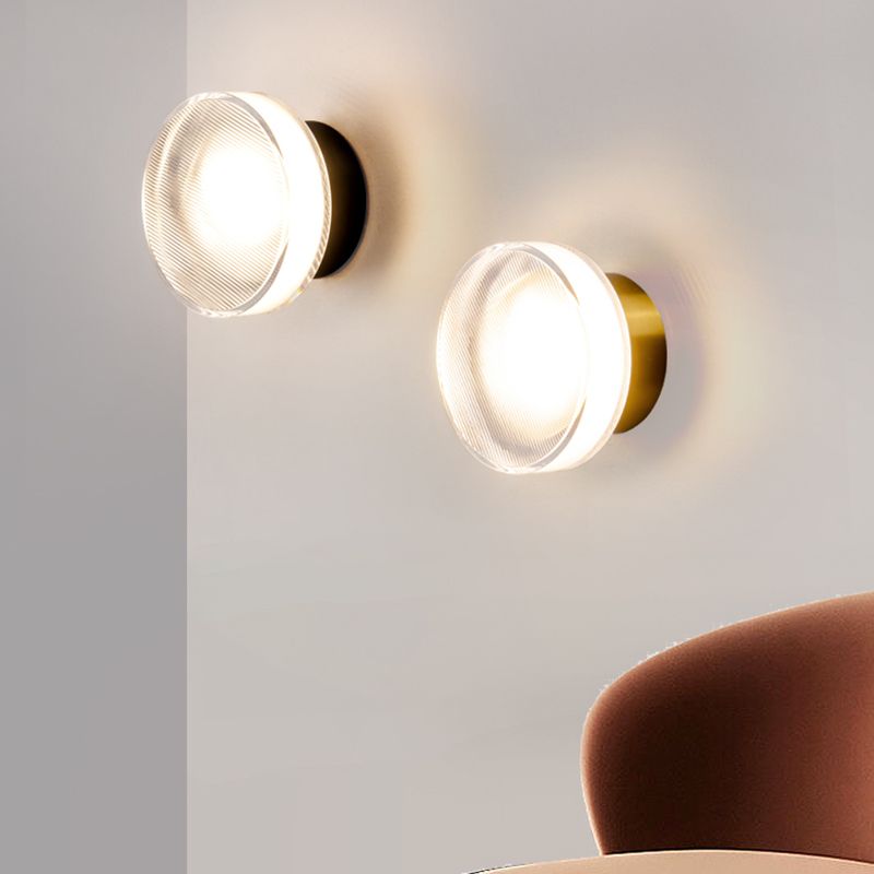 Aluminum and Acrylic Bath Sconce 1 Light Bathroom Vanity Lighting in Black / Gold