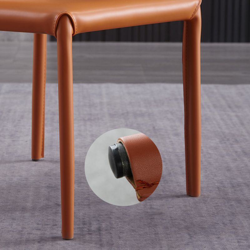 Faux Leather Kitchen Armless Chair Wingback Side Chair in Orange