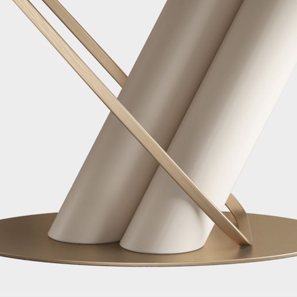 Glam Style Rectangle Table Sintered Stone Table with Metal Legs for Home Use