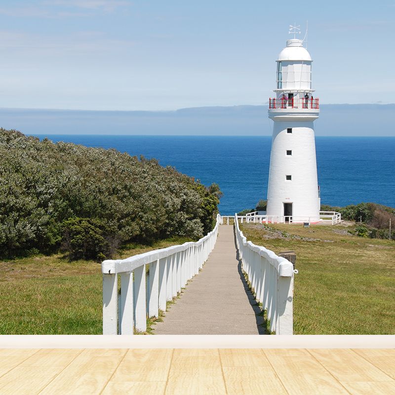 Photography Style Beacon Wall Mural for Living Room, Blue, Custom Size Available