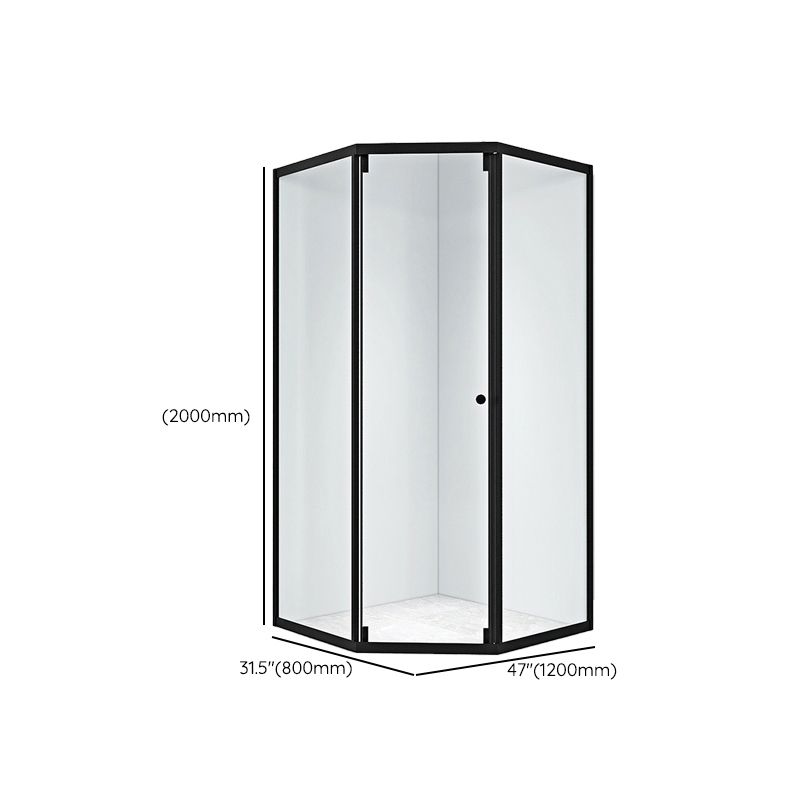 Black Framed Shower Enclosure Corner Single Sliding Shower Stall With Door Handles
