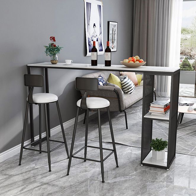 Modern Bar Table Set 1/2/3 Pieces Faux Marble Counter Table with Upholstered Stools