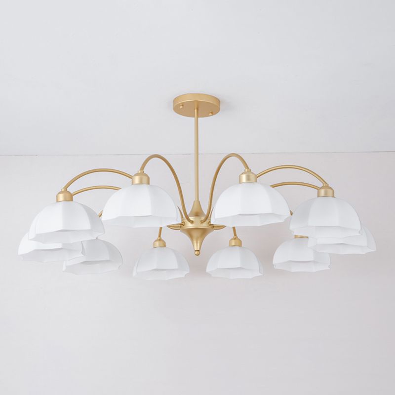 Glass Floriated Pendant Light in Modern Creative Style Lacquered Iron Chandelier for Dining Room