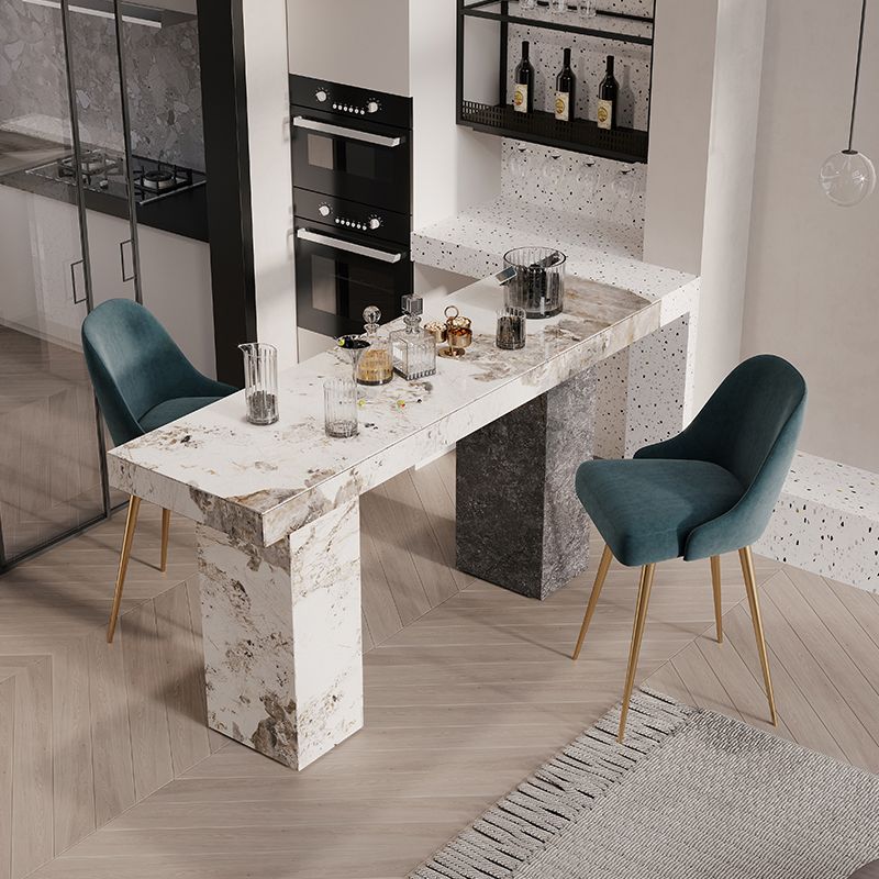 1/2/3/5 Pieces Glam Rectangle Sintered Stone Counter Table with High Stools