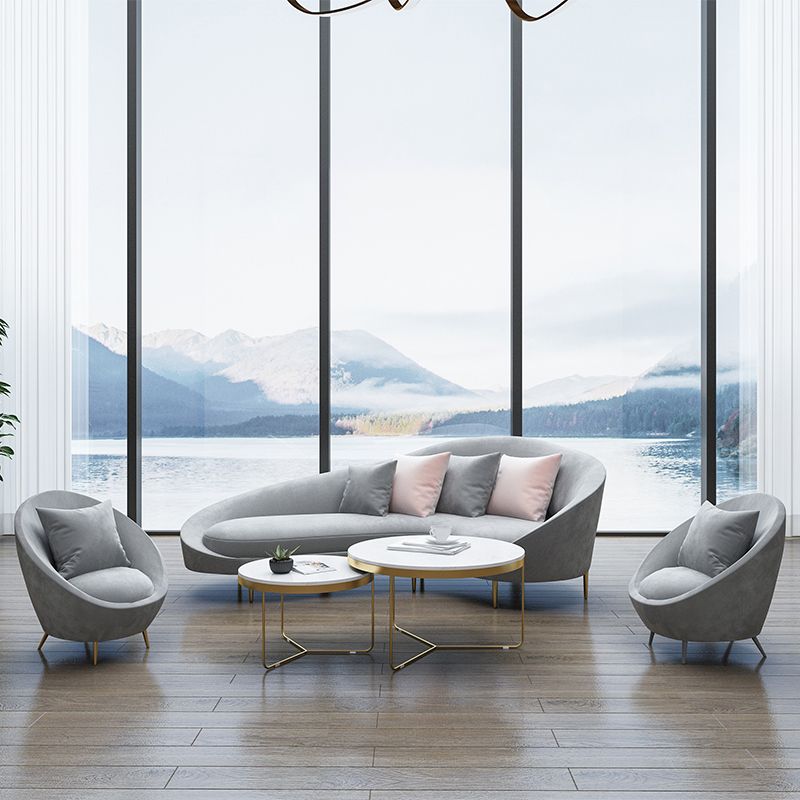 Contemporary Curved Sofa with Slopped Arm and Tight Back for Apartment