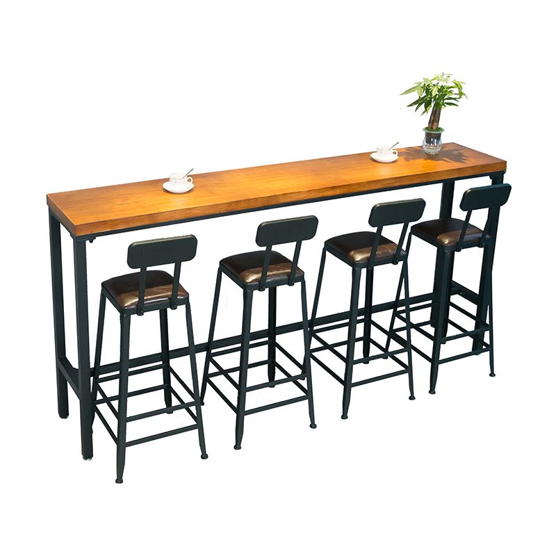 1/5 Pieces Industrial Rectangle Pub Table Set Wooden Counter Table with High Stools