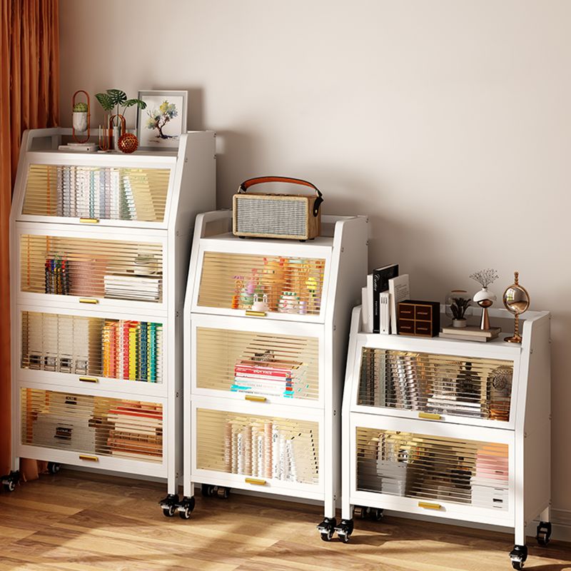Metal Standard Bookshelf Contemporary Closed Back Bookcase with Cabinets